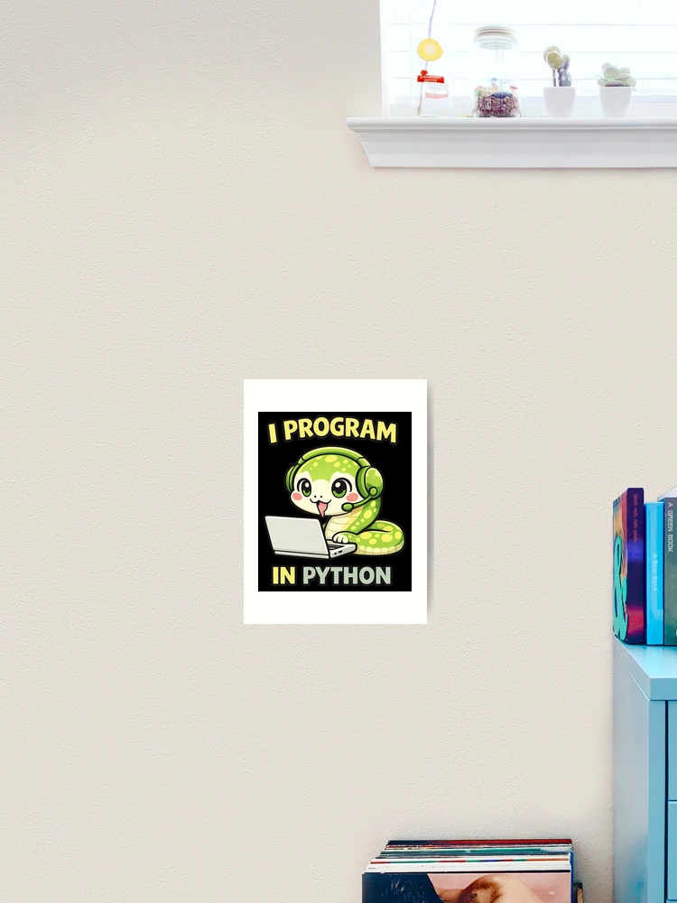 Thumbnail 2 of 3, Art Print, I Program in Python - Cute Snake Programmer Coding designed and sold by TeeTimeTreasure.