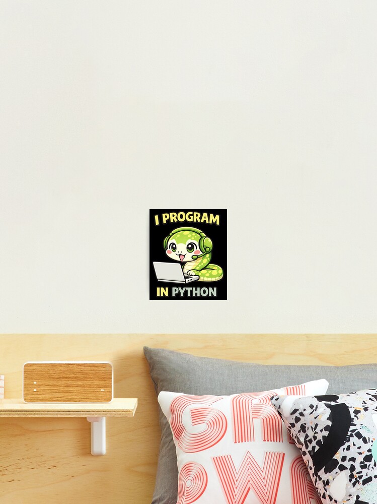 Thumbnail 2 of 3, Photographic Print, I Program in Python - Cute Snake Programmer Coding designed and sold by TeeTimeTreasure.