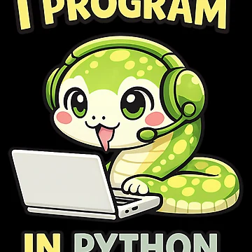 Artwork thumbnail, I Program in Python - Cute Snake Programmer Coding by TeeTimeTreasure