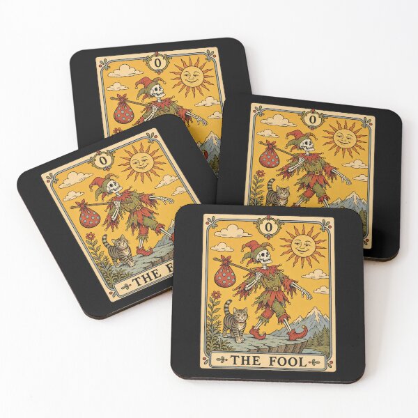 Item preview, Funny The Fool Tarot Skeletal Jester Cat Card Art designed and sold by elderberry.