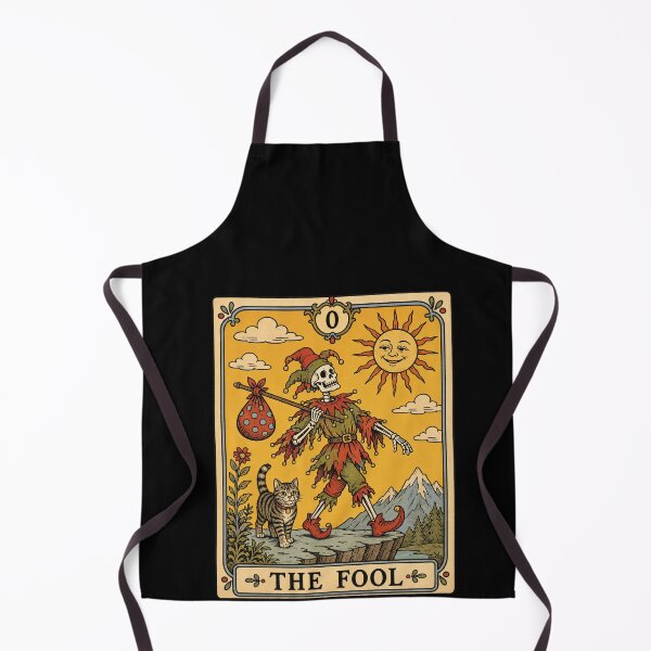 Item preview, Funny The Fool Tarot Skeletal Jester Cat Card Art designed and sold by elderberry.