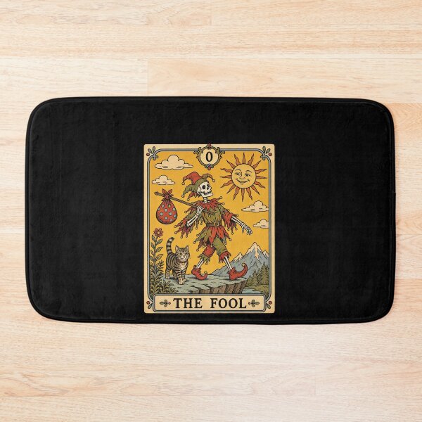 Item preview, Funny The Fool Tarot Skeletal Jester Cat Card Art designed and sold by elderberry.