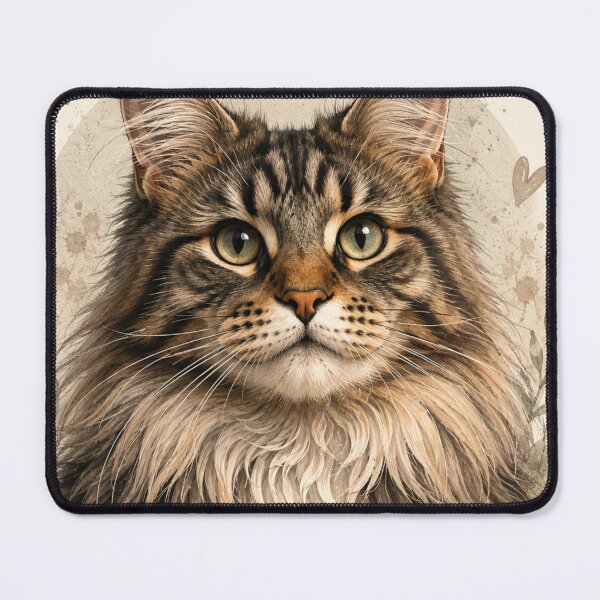 Item preview, Cute Maine Coon Cat Portrait Watercolor Illustration designed and sold by CartRex.