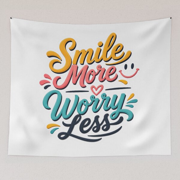 Item preview, Smile More Worry Less Positive Motivational Typography  designed and sold by MR4me.