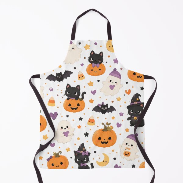 Item preview, Cute Kawaii Halloween Cats Ghosts Pumpkins Bats Pattern designed and sold by DreamPixelPrint.