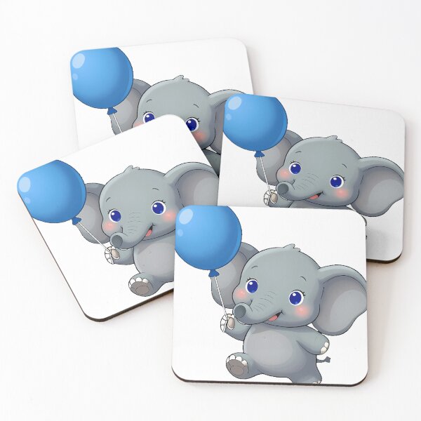 Item preview, Cute Baby Elephant with Blue Balloon designed and sold by pumsquare.