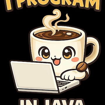 Artwork thumbnail, I Program in Java - Cute Coffee Programmer Coding by TeeTimeTreasure