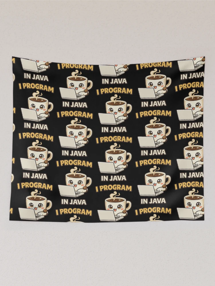 Thumbnail 2 of 3, Tapestry, I Program in Java - Cute Coffee Programmer Coding designed and sold by TeeTimeTreasure.