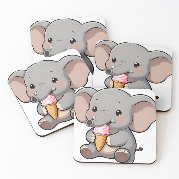 Item preview, Cute Elephant with Strawberry Ice Cream designed and sold by pumsquare.