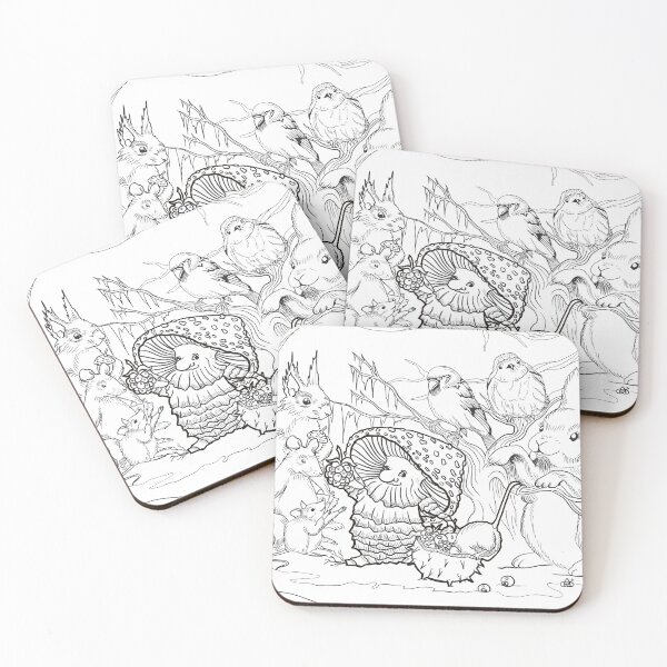 Item preview, Santa Mushroom Coloring Page – Christmas Mushroom and Woodland Animals Paint Your Own designed and sold by SaskiaFranken.