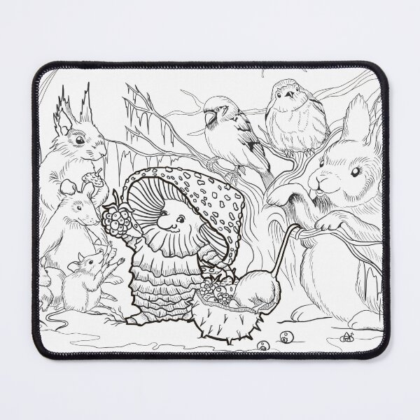 Item preview, Santa Mushroom Coloring Page – Christmas Mushroom and Woodland Animals Paint Your Own designed and sold by SaskiaFranken.