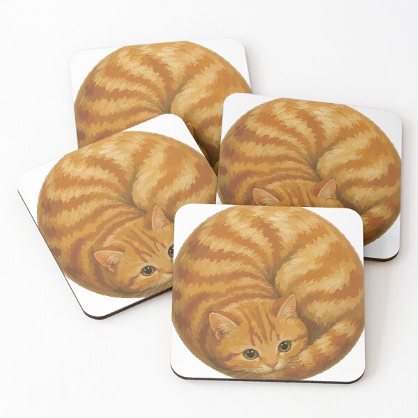 Item preview, Curled Orange Tabby - Cozy Painterly Cat Illustration designed and sold by medicalkinoko.