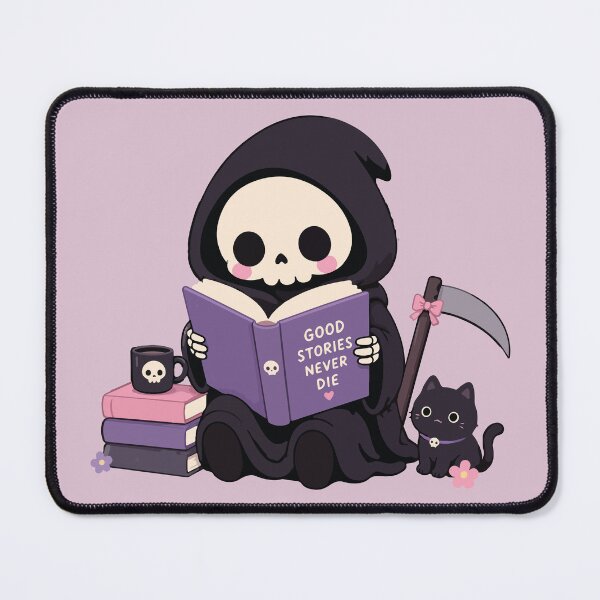 Item preview, Cute Grim Reaper Reading Book designed and sold by BrownHorse90s.