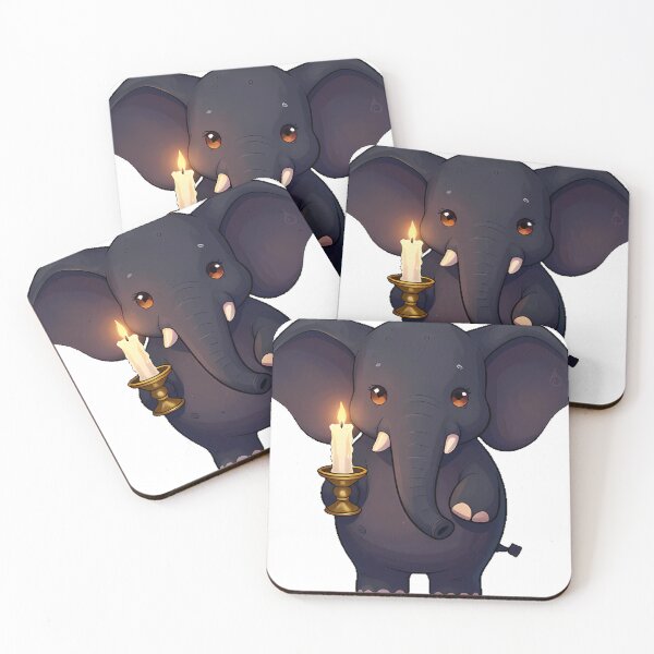 Item preview, Gothic Black Elephant with Unlit Candle designed and sold by IllumeInk.