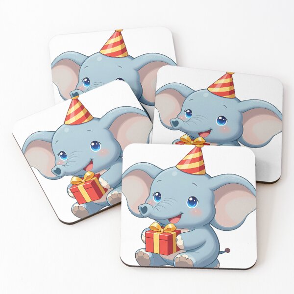 Item preview, Cute Elephant with Party Hat and Gift Box designed and sold by pumsquare.