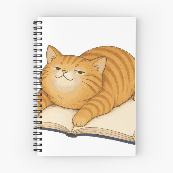 Item preview, Smug Tabby Cat - Proud Orange Cat on Book Illustration designed and sold by medicalkinoko.