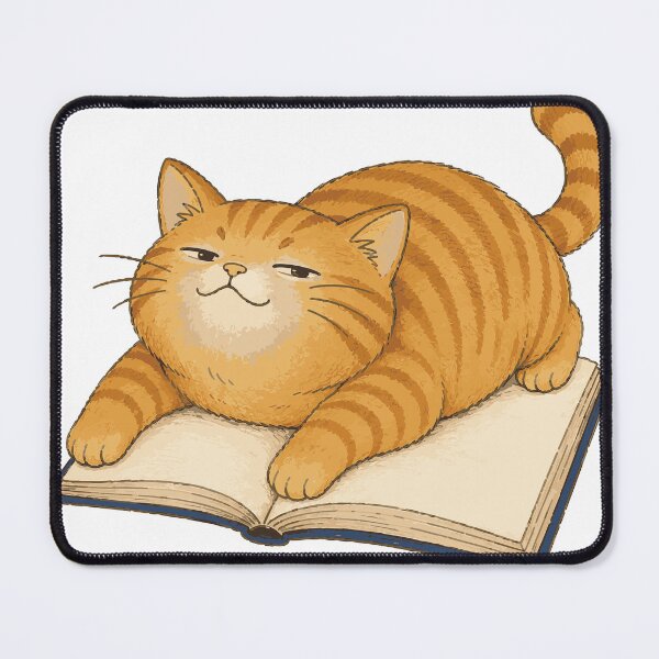 Item preview, Smug Tabby Cat - Proud Orange Cat on Book Illustration designed and sold by medicalkinoko.