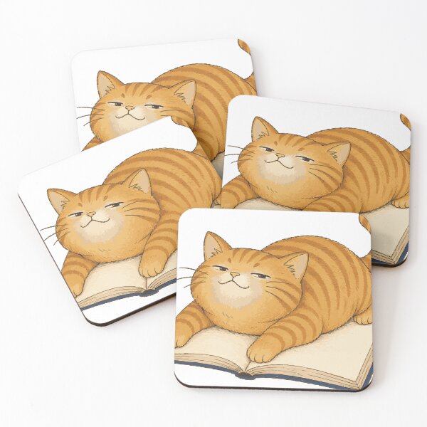 Item preview, Smug Tabby Cat - Proud Orange Cat on Book Illustration designed and sold by medicalkinoko.
