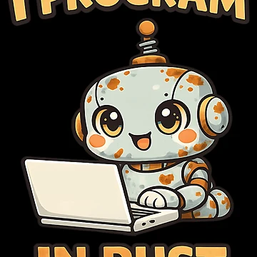 Artwork thumbnail, I Program in Rust - Cute Rusty Robot Programmer by TeeTimeTreasure