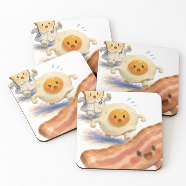 Item preview, Runaway Breakfast - Bacon and Egg Escaping Nurse Bear Illustration designed and sold by medicalkinoko.