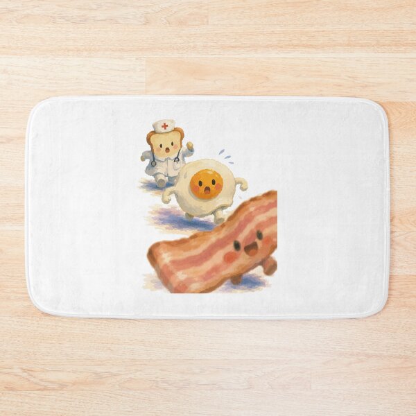 Item preview, Runaway Breakfast - Bacon and Egg Escaping Nurse Bear Illustration designed and sold by medicalkinoko.