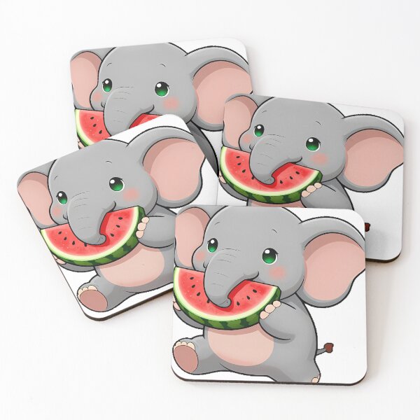 Item preview, Cute Elephant with Watermelon Slice designed and sold by pumsquare.