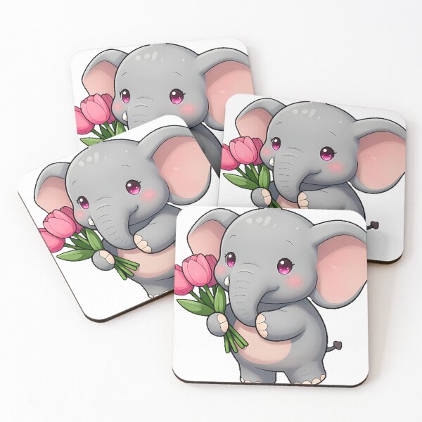 Item preview, Cute Elephant with Tulip Bouquet designed and sold by pumsquare.