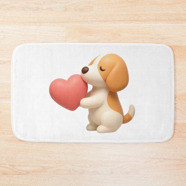Item preview, Cute 3D Puppy Holding a Big Red Heart designed and sold by SmallDart Creations.