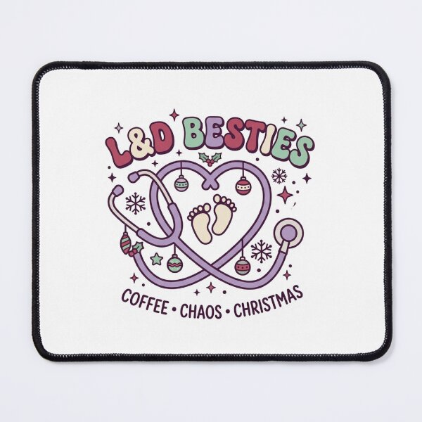 Item preview, L&D Besties Coffee Chaos Christmas Stethoscope Labor and Delivery Nurse designed and sold by raedattia.