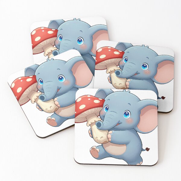 Item preview, Cute Elephant with a Red Mushroom designed and sold by pumsquare.