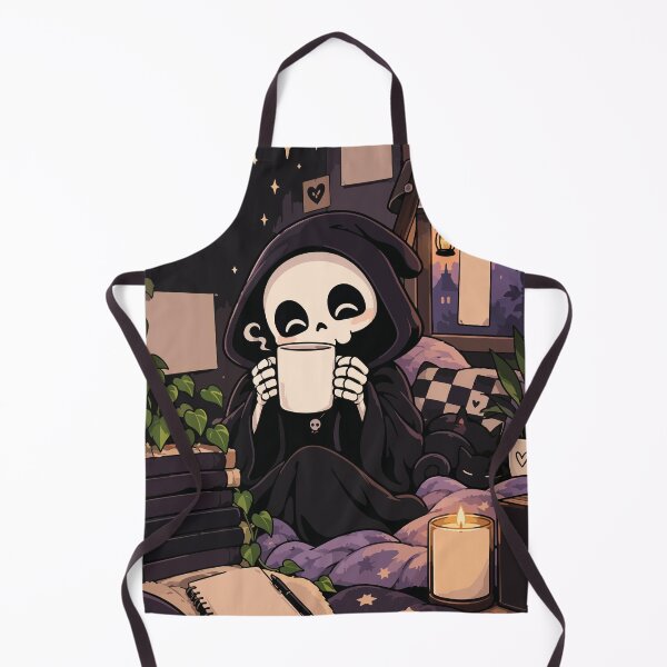 Item preview, Cozy Grim Reaper Drinking Coffee designed and sold by BrownHorse90s.