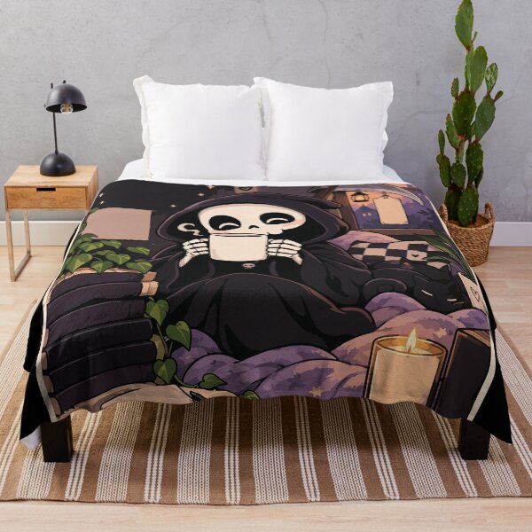 Item preview, Cozy Grim Reaper Drinking Coffee designed and sold by BrownHorse90s.