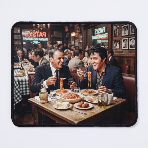 Item preview, Frank Sinatra And Elvis Presley Eating Spaghetti And Meat Balls designed and sold by Home Decor Art.