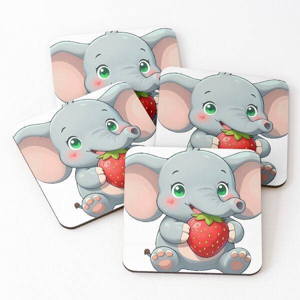 Item preview, Cute Elephant with a Giant Strawberry designed and sold by pumsquare.