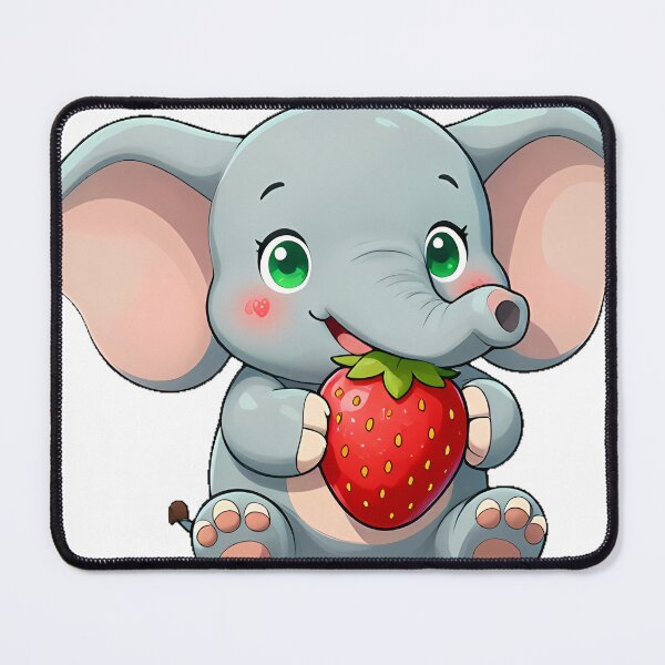 Item preview, Cute Elephant with a Giant Strawberry designed and sold by pumsquare.