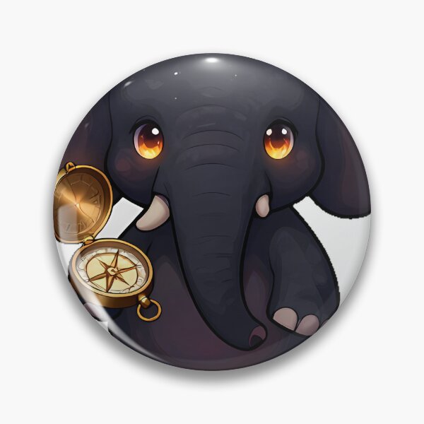 Item preview, Gothic Black Elephant with Brass Compass designed and sold by IllumeInk.
