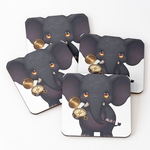 Item preview, Gothic Black Elephant with Brass Compass designed and sold by IllumeInk.