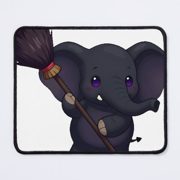 Item preview, Gothic Black Elephant with Witch's Broomstick designed and sold by IllumeInk.