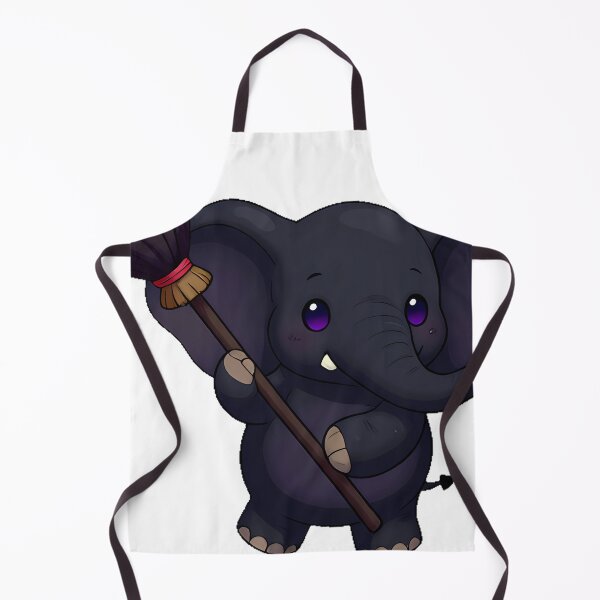 Item preview, Gothic Black Elephant with Witch's Broomstick designed and sold by IllumeInk.