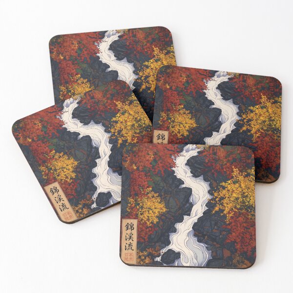 Item preview, Ukiyo-e Autumn Mountain Stream Landscape designed and sold by conohitoAI-ArtGallery.