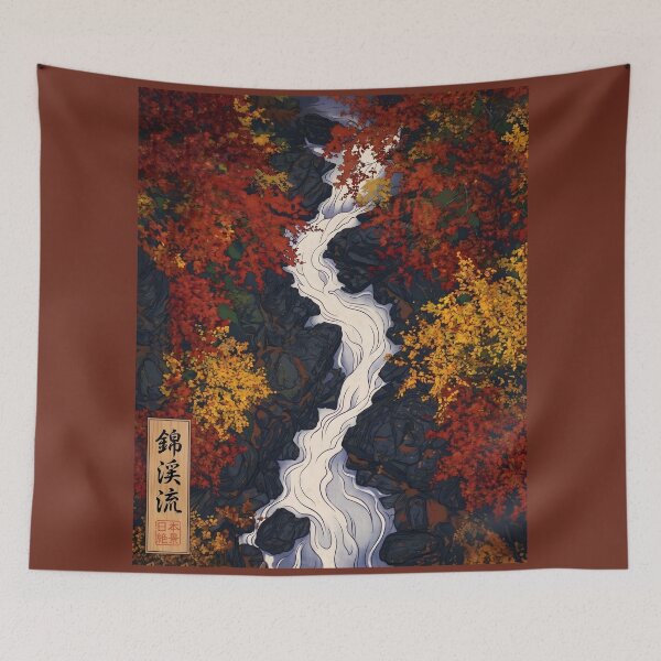 Item preview, Ukiyo-e Autumn Mountain Stream Landscape designed and sold by conohitoAI-ArtGallery.