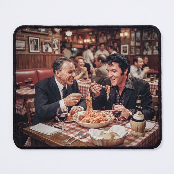 Item preview, Frank Sinatra And Elvis Presley Eating Spaghetti And Meat Balls designed and sold by Home Decor Art.