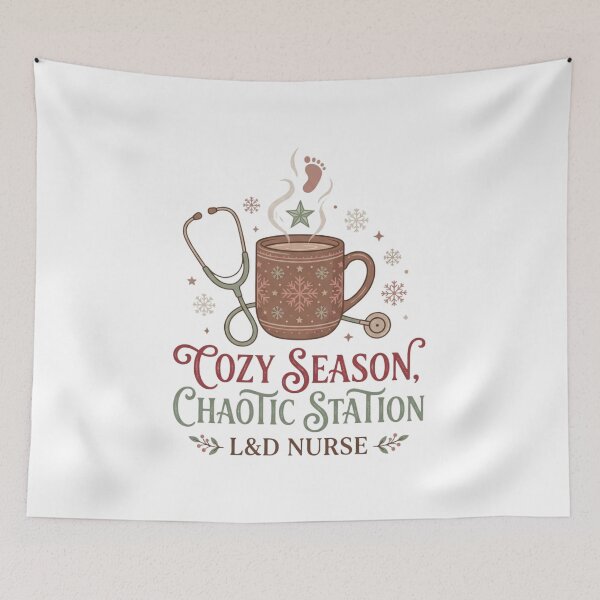 Item preview, Cozy Season Chaotic Station L&D Nurse Holiday Coffee Stethoscope designed and sold by raedattia.