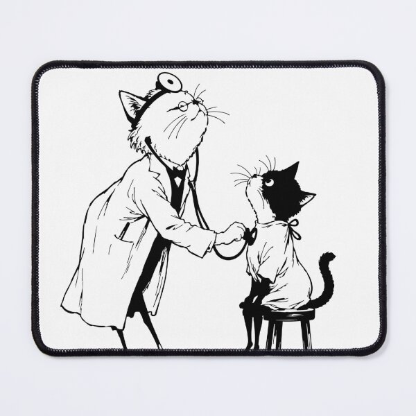 Item preview, Cat Doctor Examination - Line Art Vet Scene Illustration designed and sold by medicalkinoko.