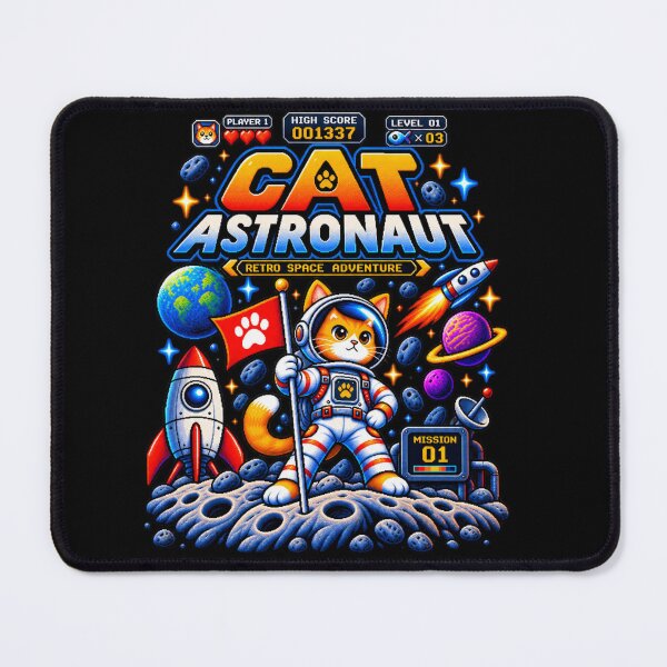 Item preview, Retro Cat Astronaut – Pixel Space Adventure designed and sold by BYVOK.