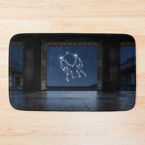 Item preview, Gemini Constellation over a Traditional Hanok: Celestial Bond of Starlight | Fine Art Print designed and sold by SOOstudio73.