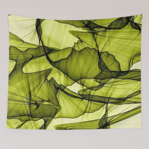 Item preview, Abstract Lime Green Smoke Waves Veil Lines Pattern designed and sold by LYAN-STORE.