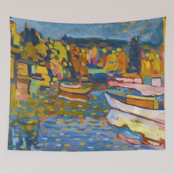 Item preview, Study For Autumn Landscape With Boats nautical maritime Fauvism expressionist seascape painting by Wassily Kandinsky designed and sold by Jéanpaul  Ferro.