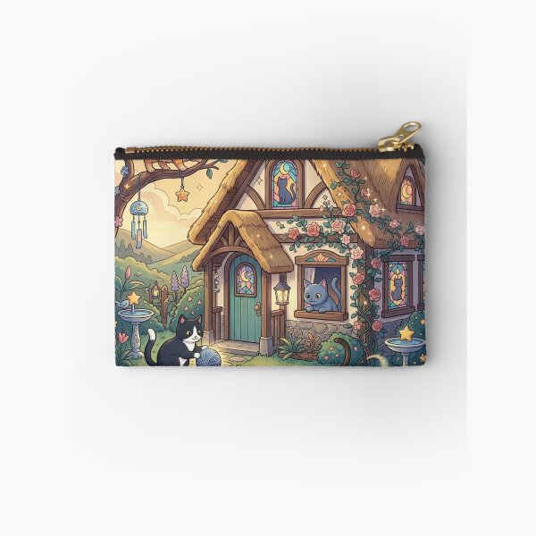 Aperçu de l'œuvre Chats fantaisistes jouant dans un chalet, style anime cosy créée et vendue par MemoMetaverse.