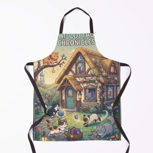 Item preview, Whimsical Cats Playing Around Cottage Cozy Anime Art designed and sold by MemoMetaverse.